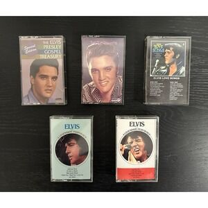 Lot of 5 Elvis Presley Cassette Tapes Gospel Love Hits